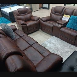 *June Sale Event!!!*---Bold Santiago Brown Leather Reclining Sets---Now $1499!!!---Delivery And Financing🤭