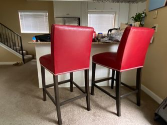 Red Leather upholstered Ethan Allen Chair(s)