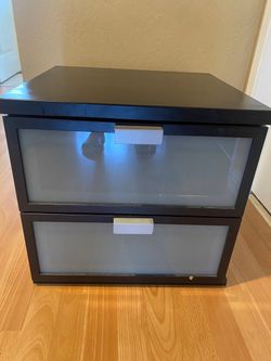 Black IKEA 2 drawer nightstand