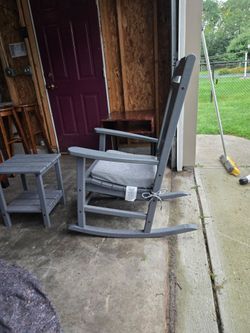 Gray Outdoor Rocking Chair with Cushion