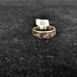 14kt Yellow Gold & Diamond Floral Band Ring Solid