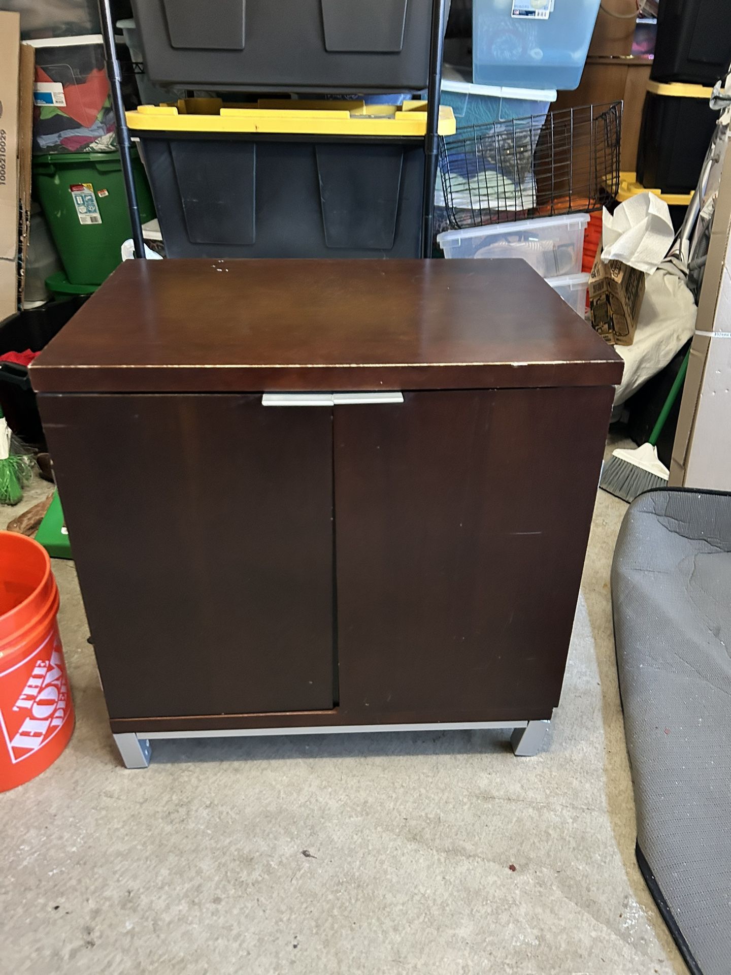 Brown Wood Storage Cabinet/ Desk
