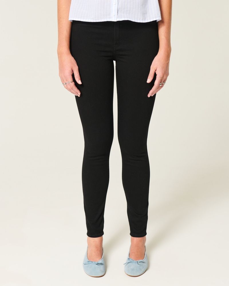 HOLLISTER ADVANCE STRETCH HIGH RISE JEAN LEGGING BLACK SIZE 7R, W28 / L28