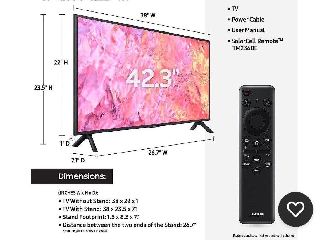 43” Samsung Smart Tv W/ Remote & Box