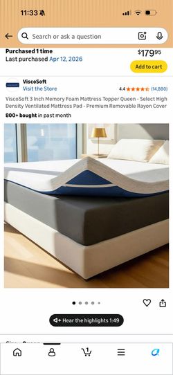 Queen 3 In Gel Infused Memory Foam Topper