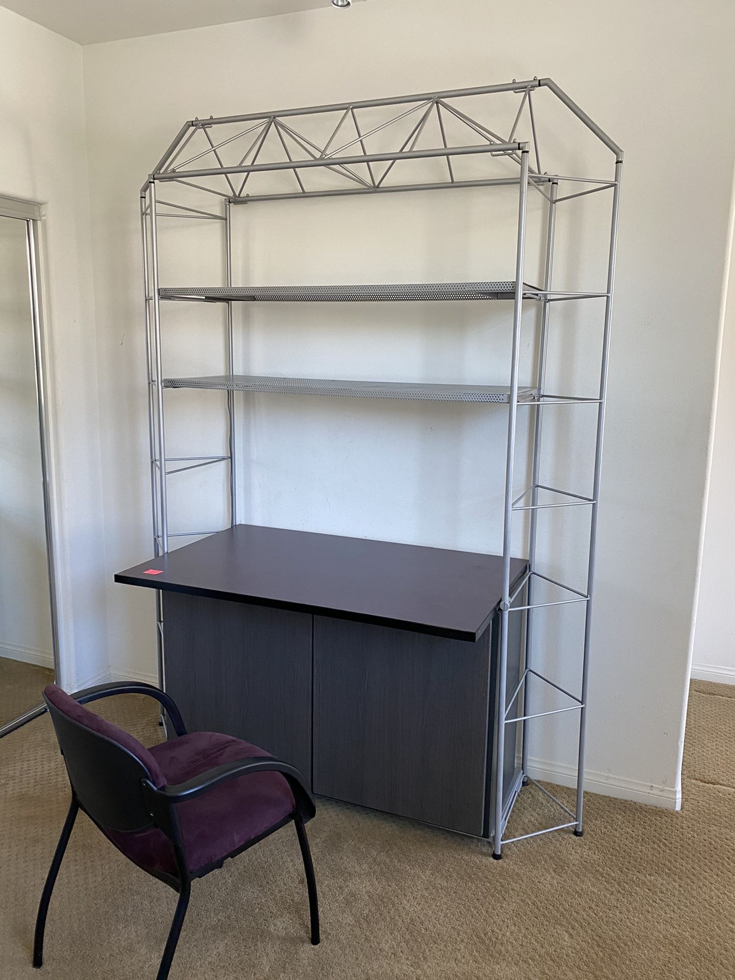 Desk, Shelving & Chair