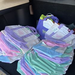 Trader Joe’s Mini Totes Pink Lavender Bay Blue Green