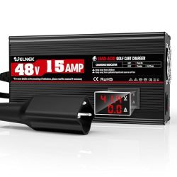 WELNEK 48 Volt 15 Amp Golf Cart Battery Charger for Yamaha G29, 900W 48V Golf Cart Trickle Charger, 3-Pin Leaf Plug for Yamaha G29, 4-6 Hours Full Cha