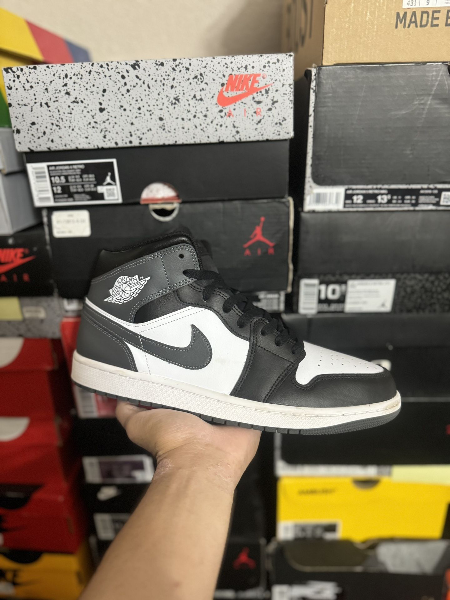 Jordan 1 Mid Black White Iron Grey size 11 VNDS