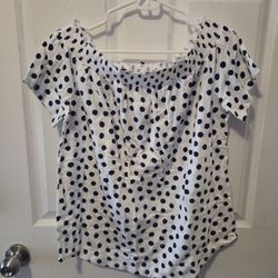 Liz Claiborne XL Polka Dot Off-the-Shoulder Top NWT