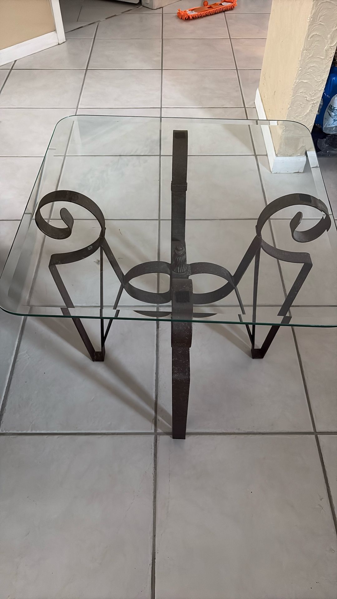 Glass Side Table Or Plant. Solid Bronze