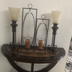 two lamps and two decorative candle holders