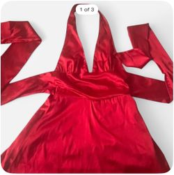 Red satin dress
