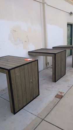 Mesas de madera y metal 8 piezas