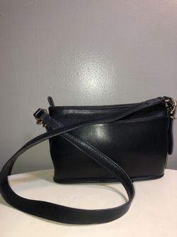 Vintage coach blue leather crossbody shoulder bag brass hardware