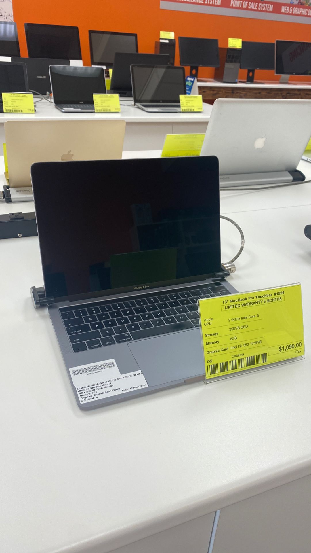 13” MacBook Pro TouchBar-2016 2.9GHz Core i5-256GB SSD 8GB RAM