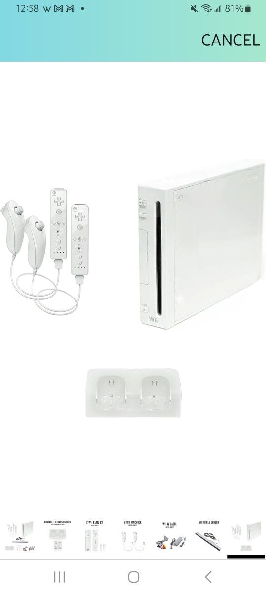 Nintendo Wii Console with 5 Games/2 Controllers/2 nunchuk