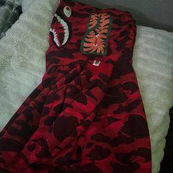 BAPE  Red Color Camo Shark Full Zip Hoodie