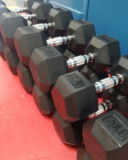 NEW Rubber Hex Dumbbells 5lb - 50lb Dumbbell Pairs Olympic Weights Home Gym Workout Equipment Fitness Weight Set