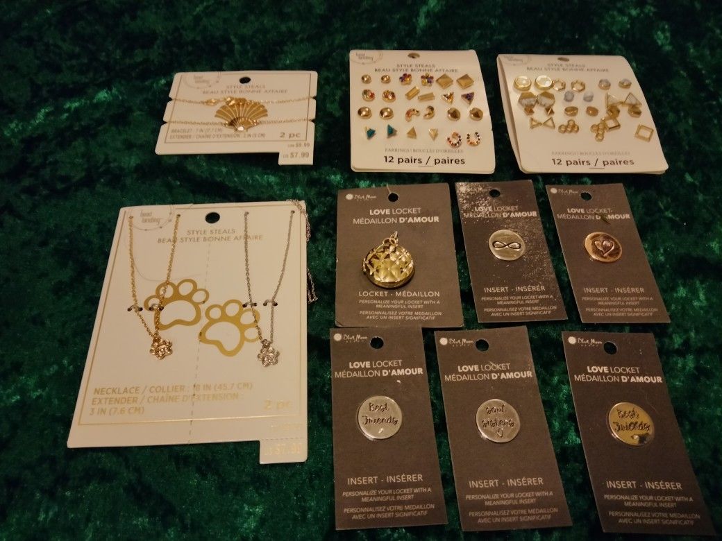 Lot Of Jewelry - Earrings, Necklaces , Lockets