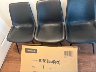 Set of 4-Black Upholstered Kitchen Chairs