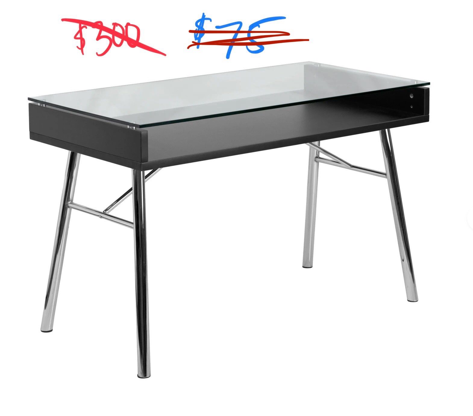 Modern Metal & Glass Desk - Table - Vanity