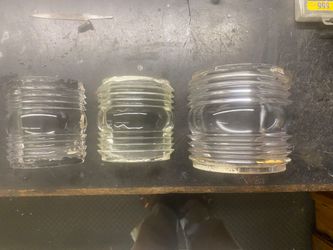 Lot of 3 Vintage Glass Nautical Masthead Replacement Lenses – Perko & Perkins