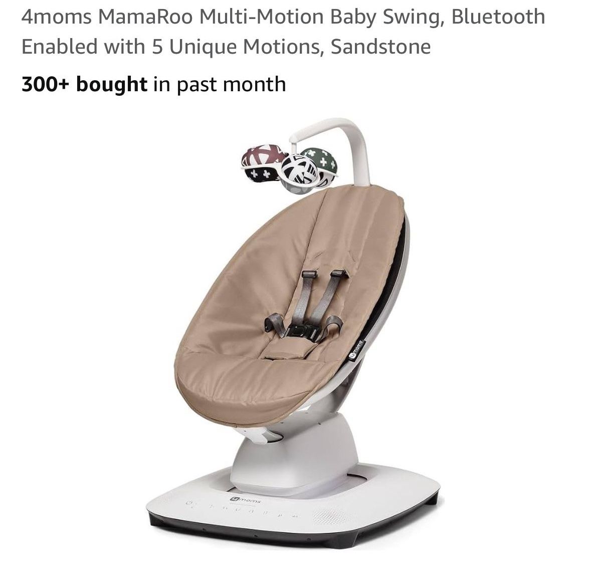 4moms MamaRoo Multi-Motion Baby Swing, Bluetooth Enabled with 5 Unique Motions, Sandstone