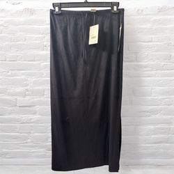NWT J.Jill Microsuede Black Long Straight Skirt