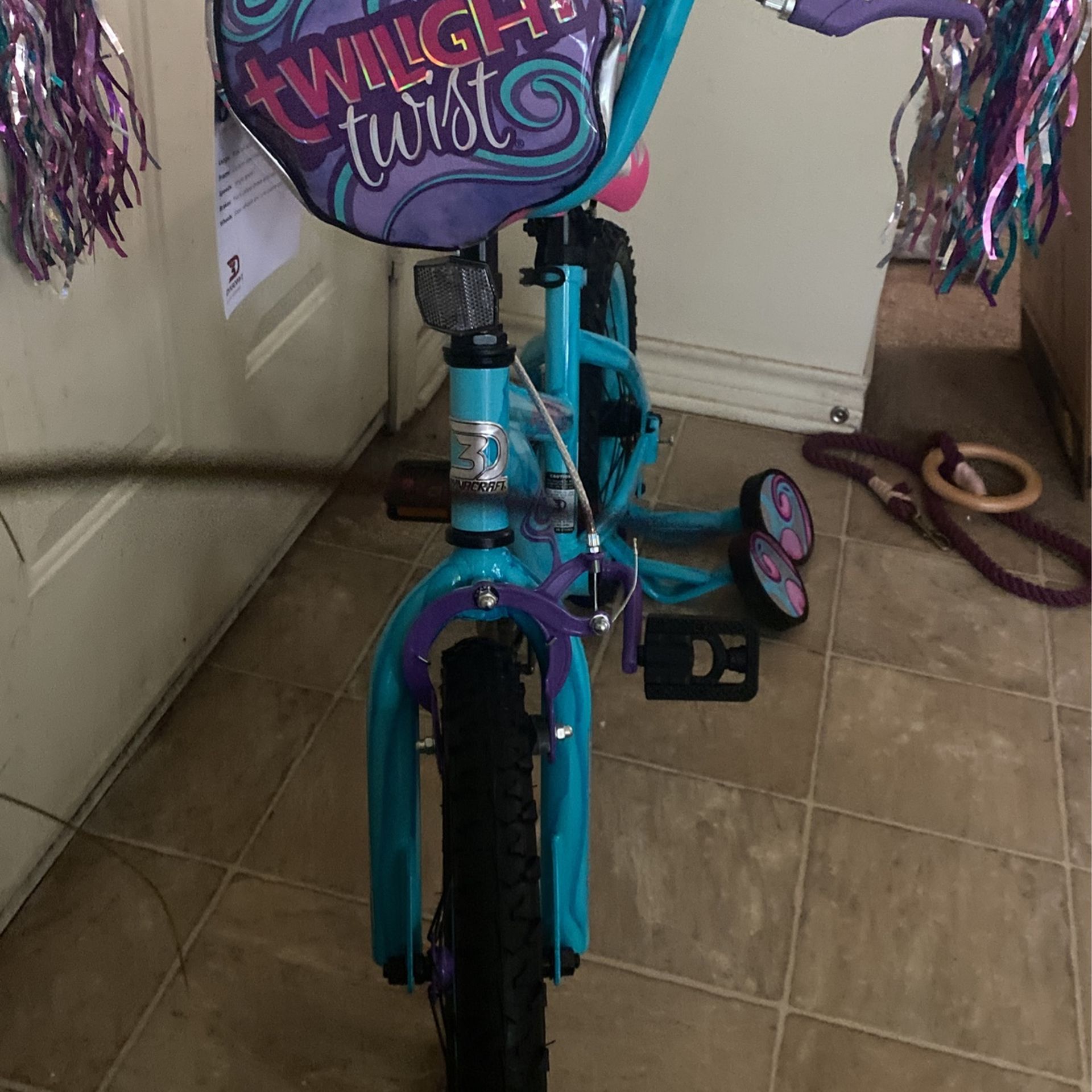 16” Girls Bike With Training Wheels