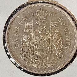 1966 Canadian Half dollar - Canada 50 Cent Silver