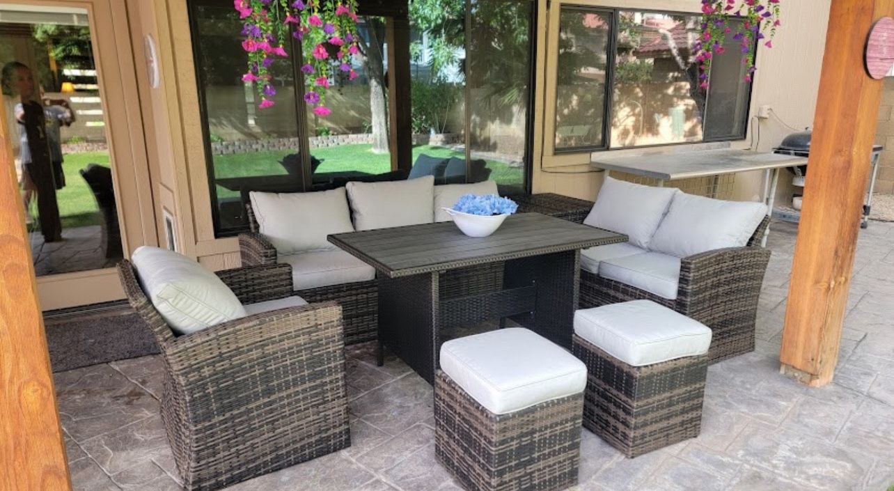 Rattan Outdoor Patio L Dining *New*