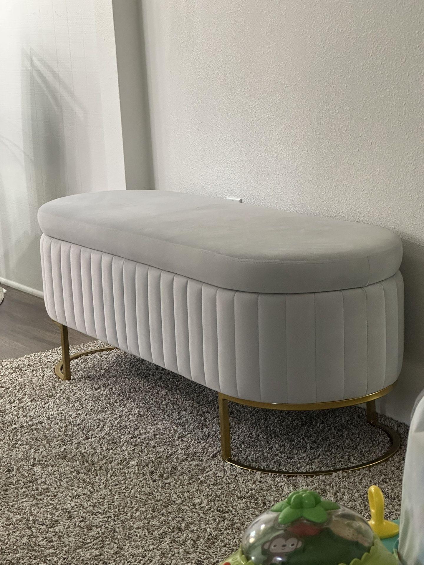 Grey Velvet Ottoman