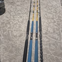 4 Heavy Duty Saltwater Rods – Sabre, Fin-Nor, Custom – Tuna/Offshore Setup