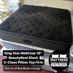 King Size Mattress BeatyRest Black C-Class Pillow Top 16” Inches Thick  Firm Wrapped in Plastic Direct From Factory Same Day Delivery  