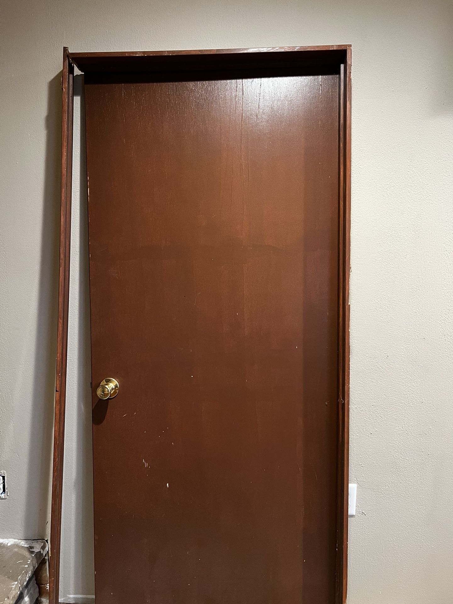 Wooden Door With Door Jam & Brass Fittings