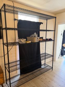 Large 5-Tier Black Metal Storage Rack