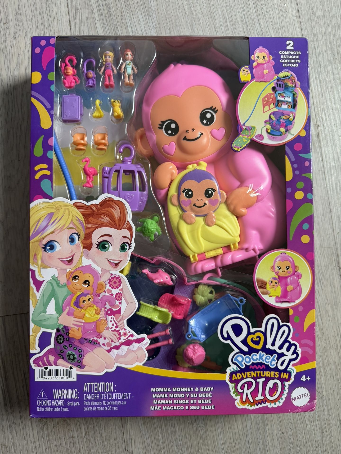 Polly Pocket Momma Monkey & Baby Playset