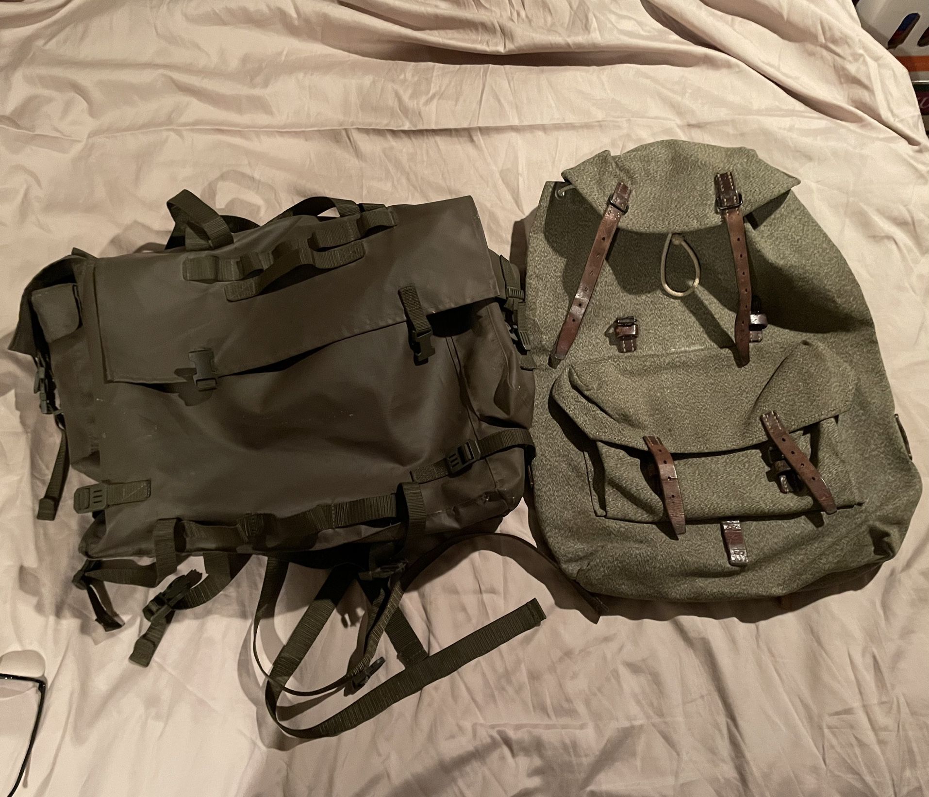 MILITARY  WATERPROOF RUCKSACK & HEAVY DUTY CANVAS PACK with Leather Strappings