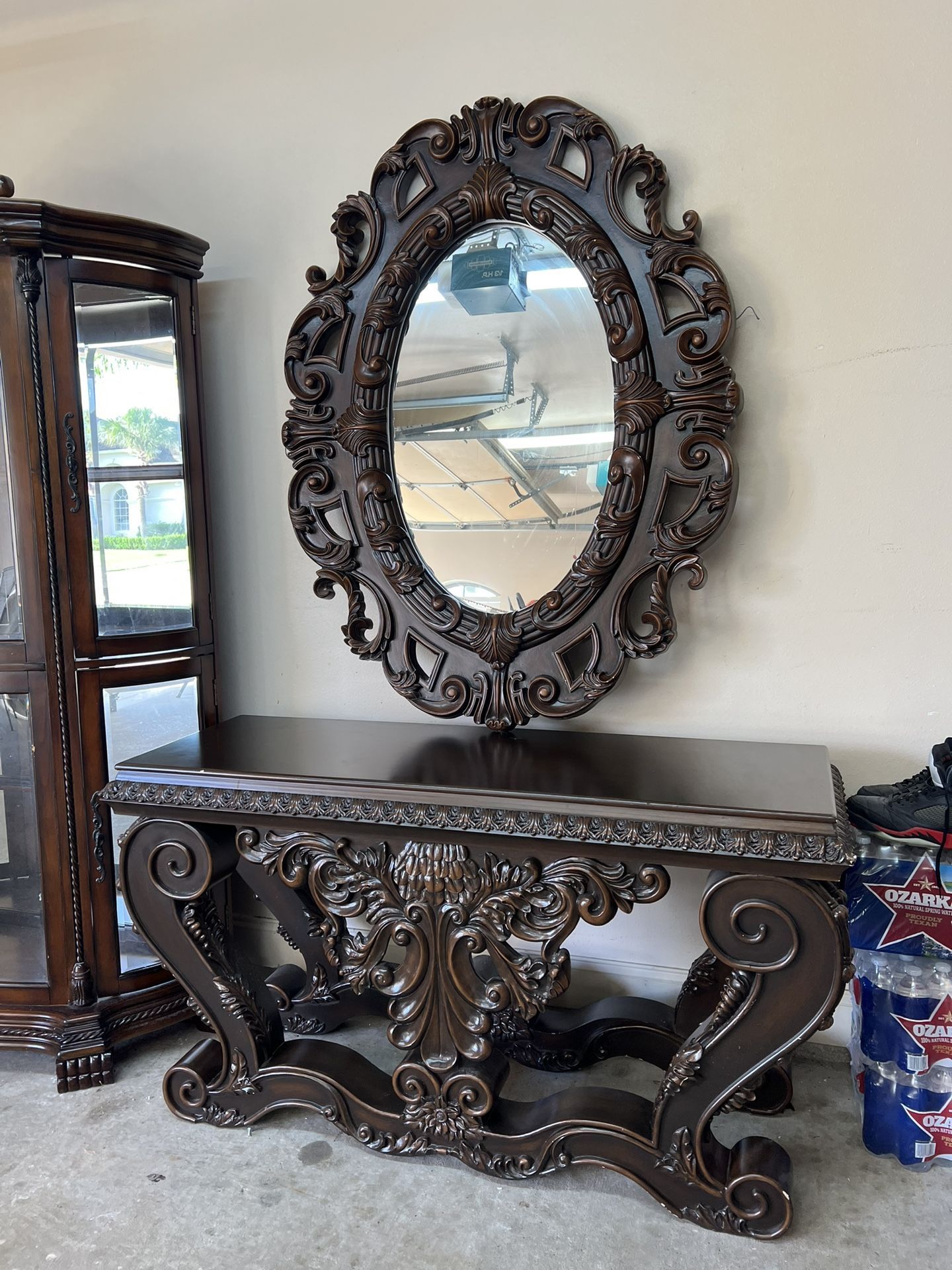 Console table with mirror