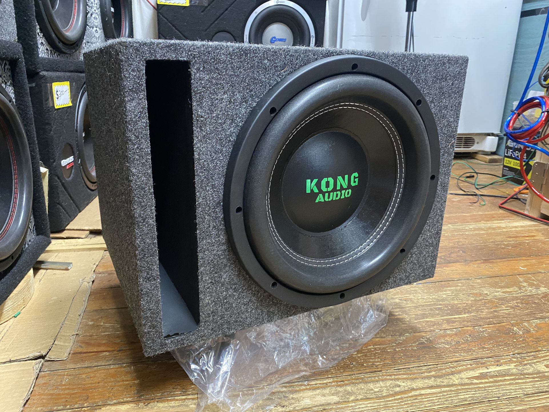 New 12” Kong Audio 1600w Max Power Subwoofer + New Ported Box 