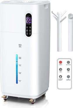 26L Humidifier Large Room 3000ft², 2000mL/h Cool Mist, Remote, White