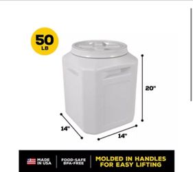 Vittles Vault 50 lb Food Storage Container Screw Lid BPA-Free White w/ Handles