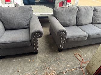Gray Fabric Sofa and Armchair Set