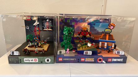 LEGO Target Retail Display Cases – Minecraft, Sonic, Fortnite & STEM – Complete Sets