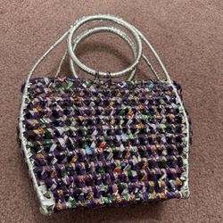 Handmade recycled plastic woven hippy boho bag purse y2k retro vintage