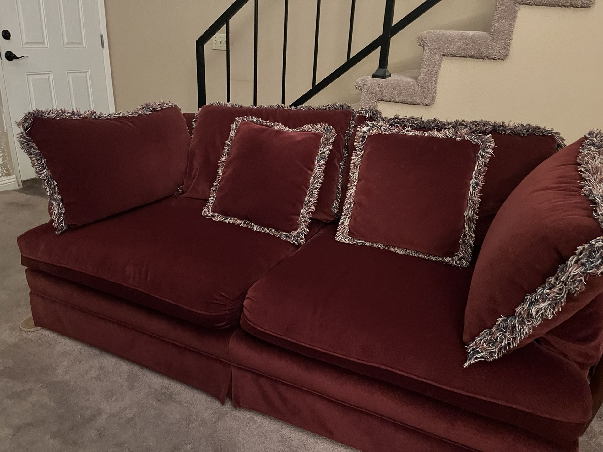 Red Loveseat With Ottoman