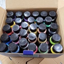 Large Set of Acrylic Paint Bottles