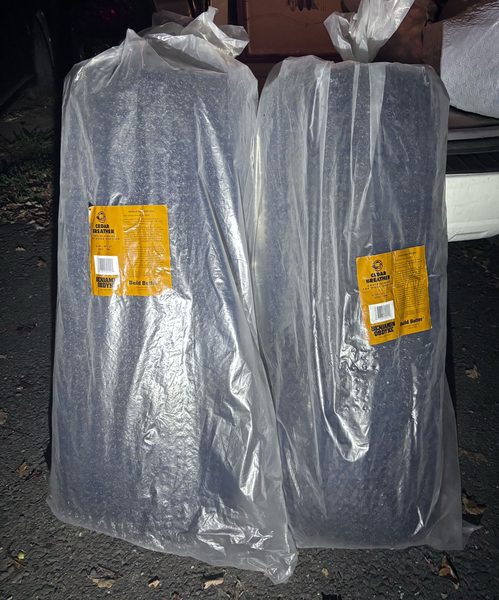 2 Rolls Of Benjamin Obdyke Cedar Breather For Roofing