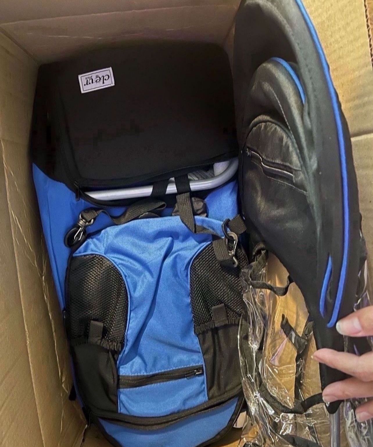 ClevrPlus Cross Country Baby Backpack Carrier, Blue, Toddler Hiking Backpack with Comfortable Seat, Adjustable Straps & Belt, Foldable Frame Lightweig